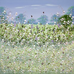 Sweet Meadow by Mary Shaw - Original Painting on Board sized 36x36 inches. Available from Whitewall Galleries